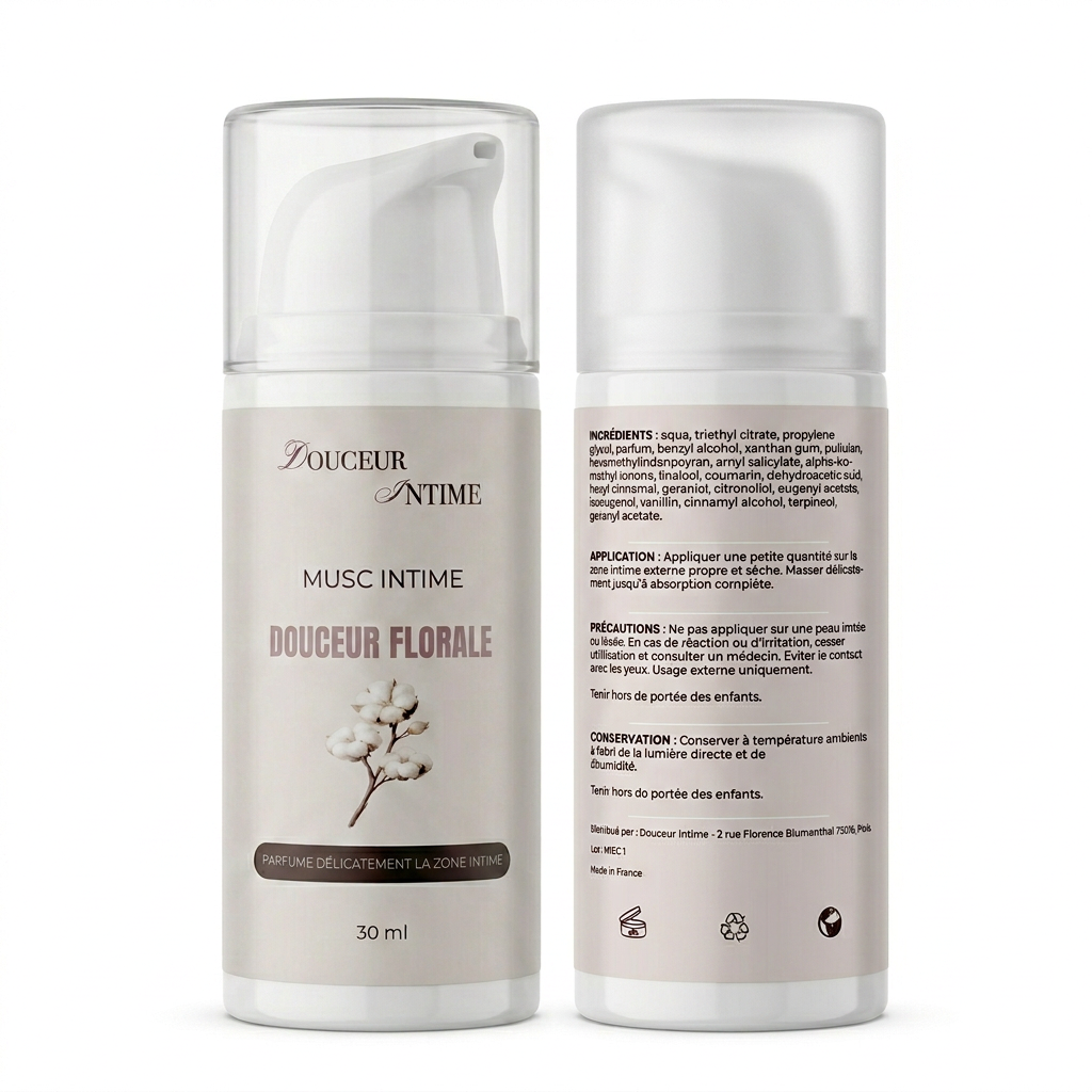 Gel musc intime - Douceur floral - Parfum fleur de coton - 30 ml